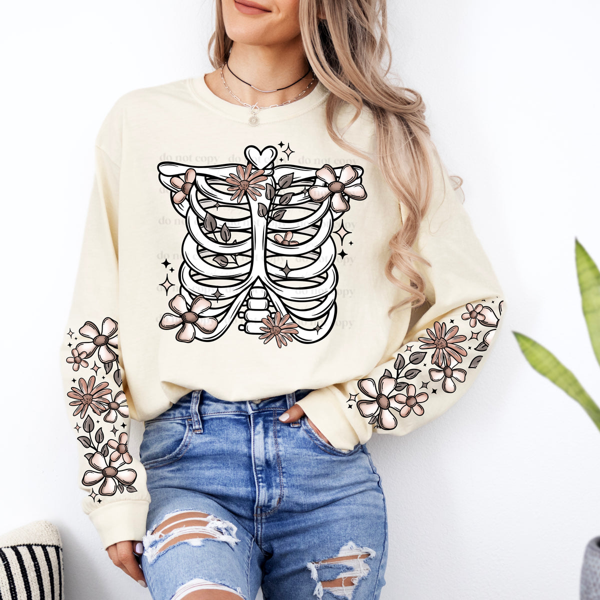 Floral Ribcage w/ Sleeves PNG