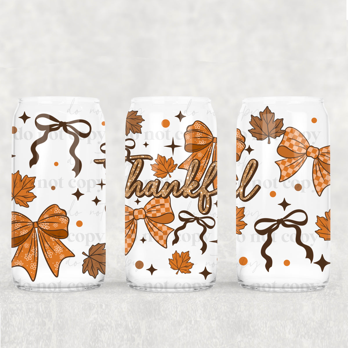 Thankful Bows 16oz Glass Wrap