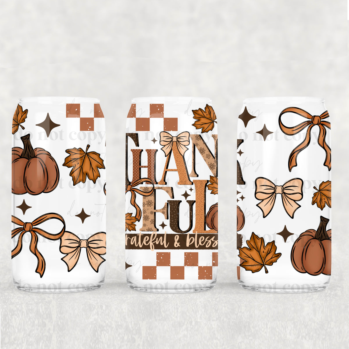 Thankful Grateful Blessed 16oz Glass Wrap