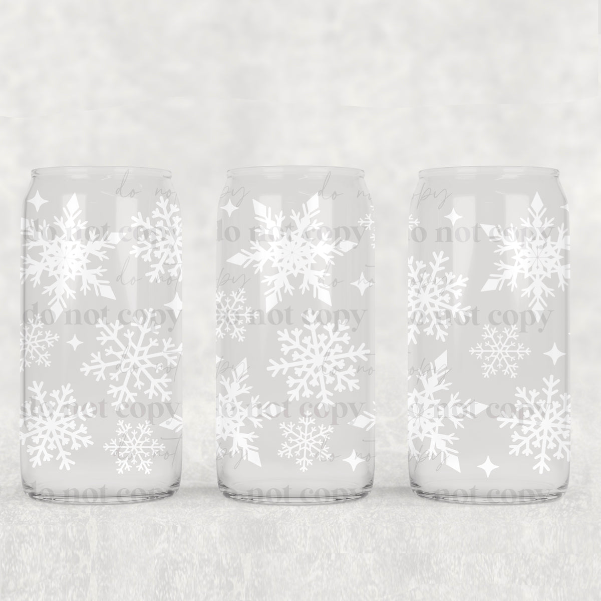White Snowflakes 16oz Glass Wrap