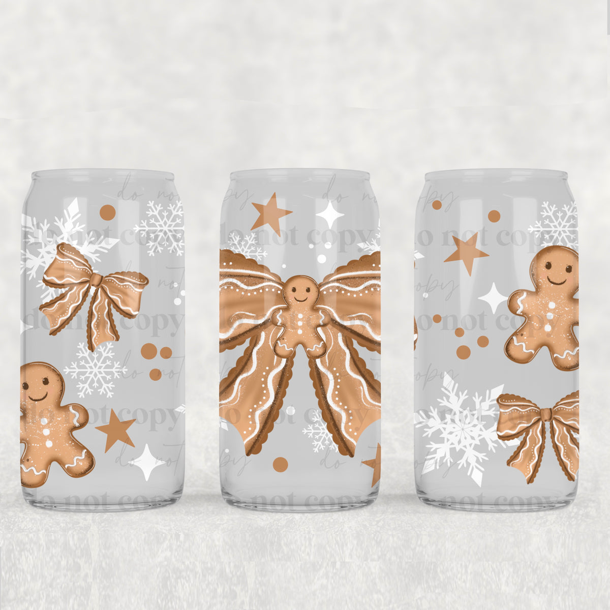 Gingerbread Bow 16oz Glass Wrap