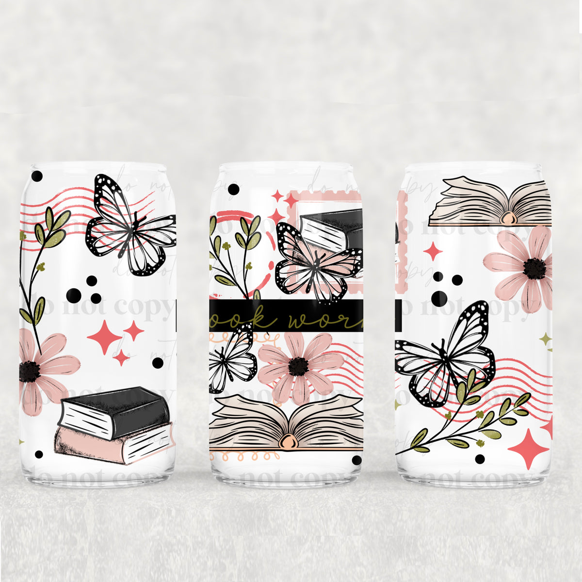 Book Worm 16oz Glass Wrap