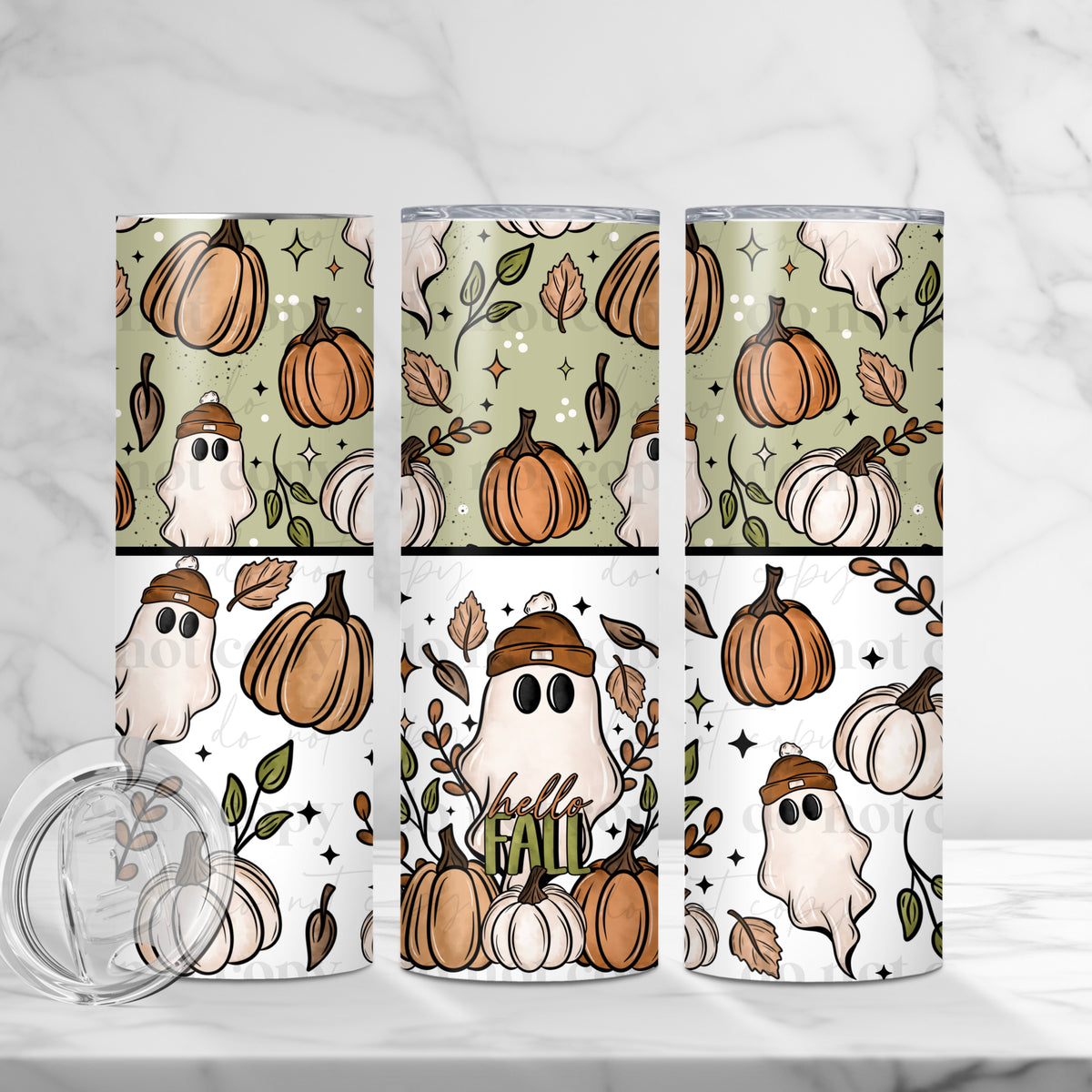 Hello Fall Ghostie Tumbler Wrap