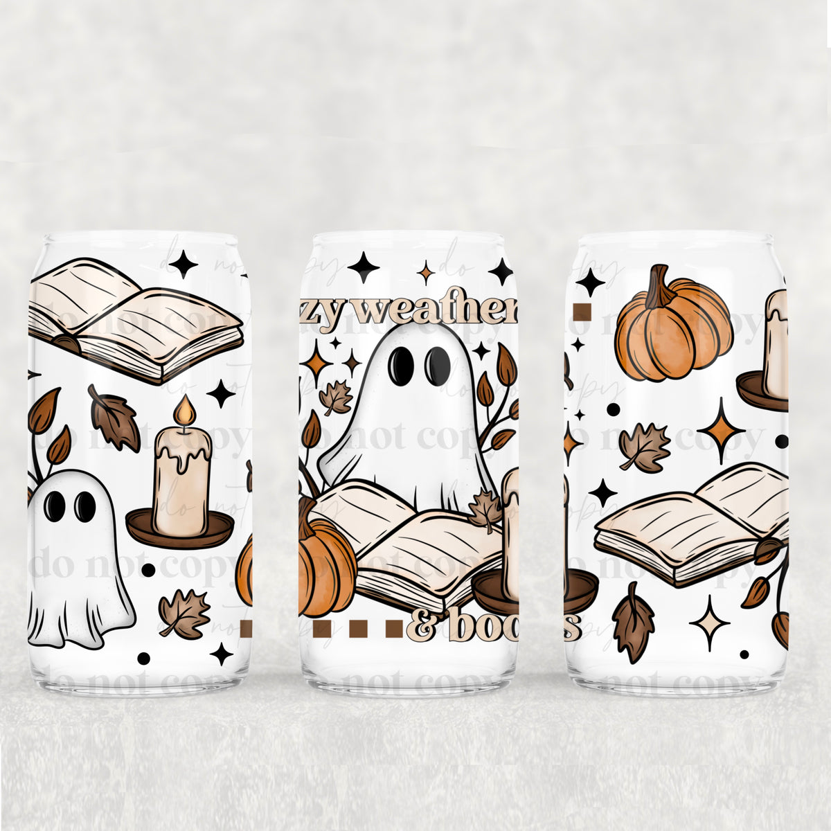 Cozy Weather & Books 16oz Glass Wrap