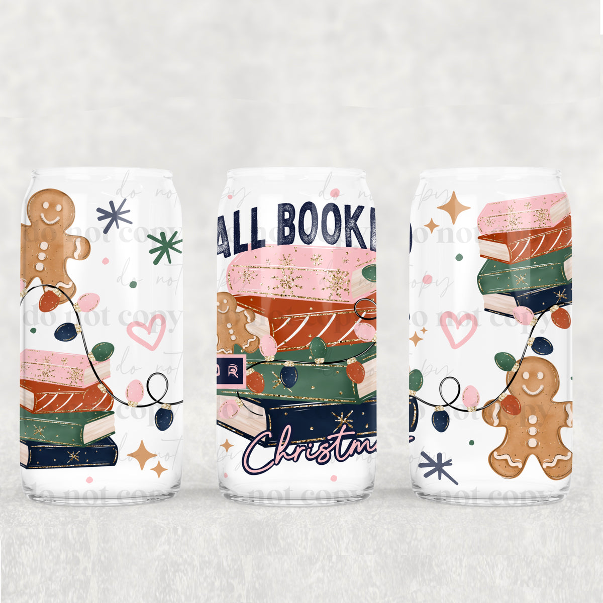 All Booked For Christmas 16oz Glass Wrap