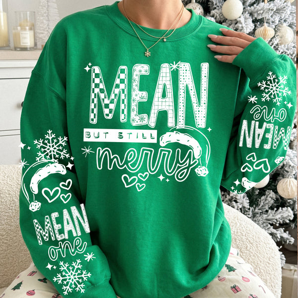 Mean But Merry Single Color w/ Sleeves PNG