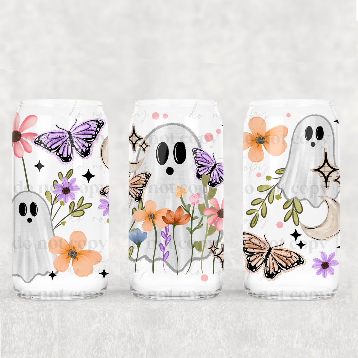 Spring Floral Ghost 16oz Glass Wrap