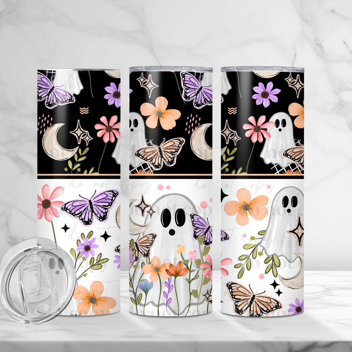 Spring Floral Ghost Tumbler Wrap