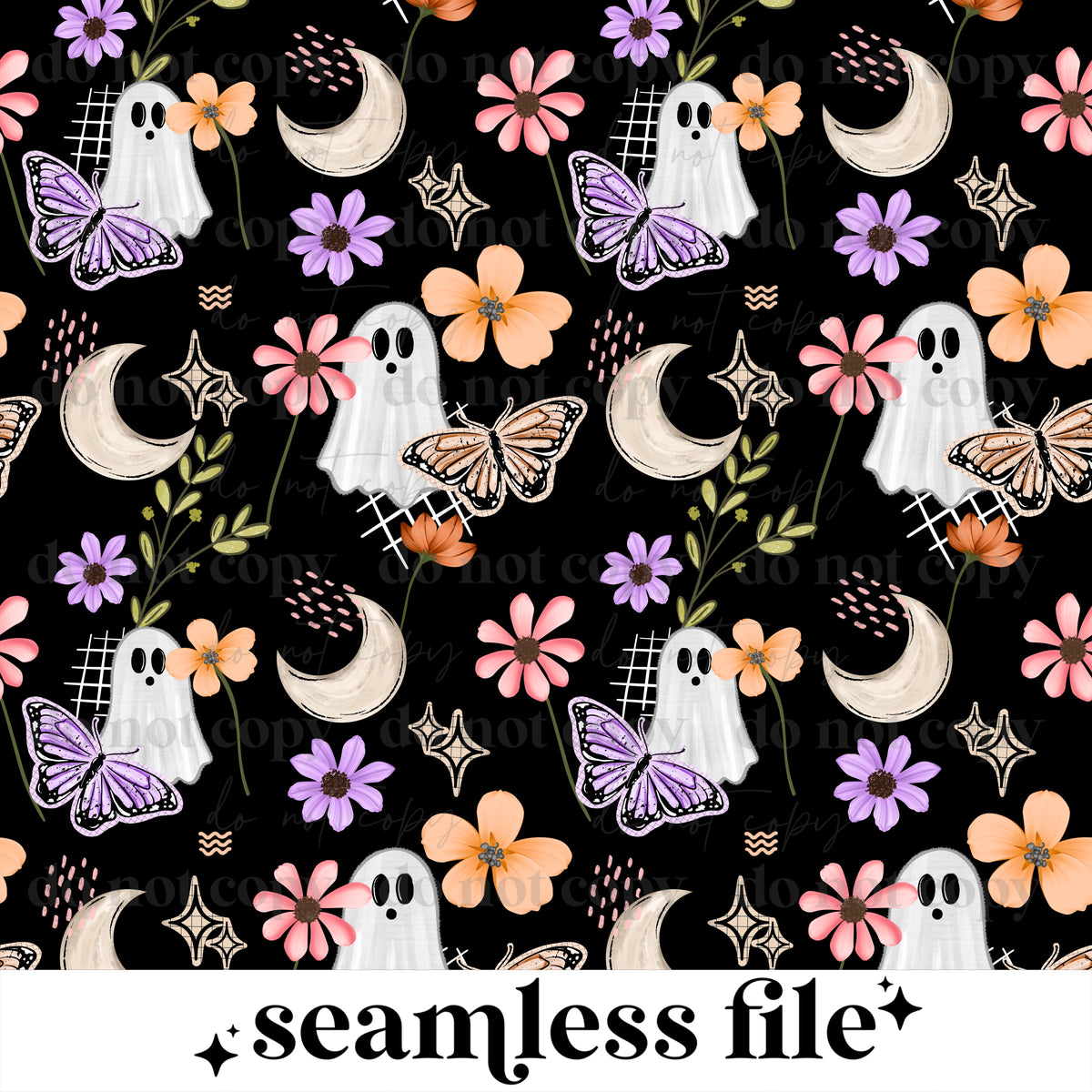 Spring Floral Ghost Seamless