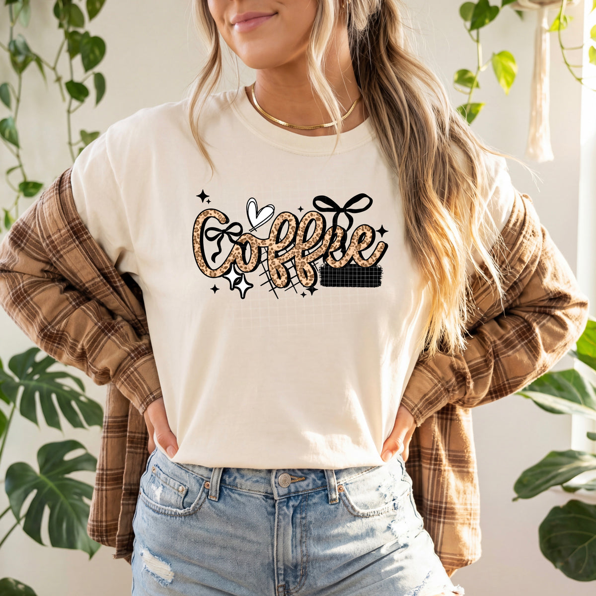 Leopard Coffee with Bows PNG