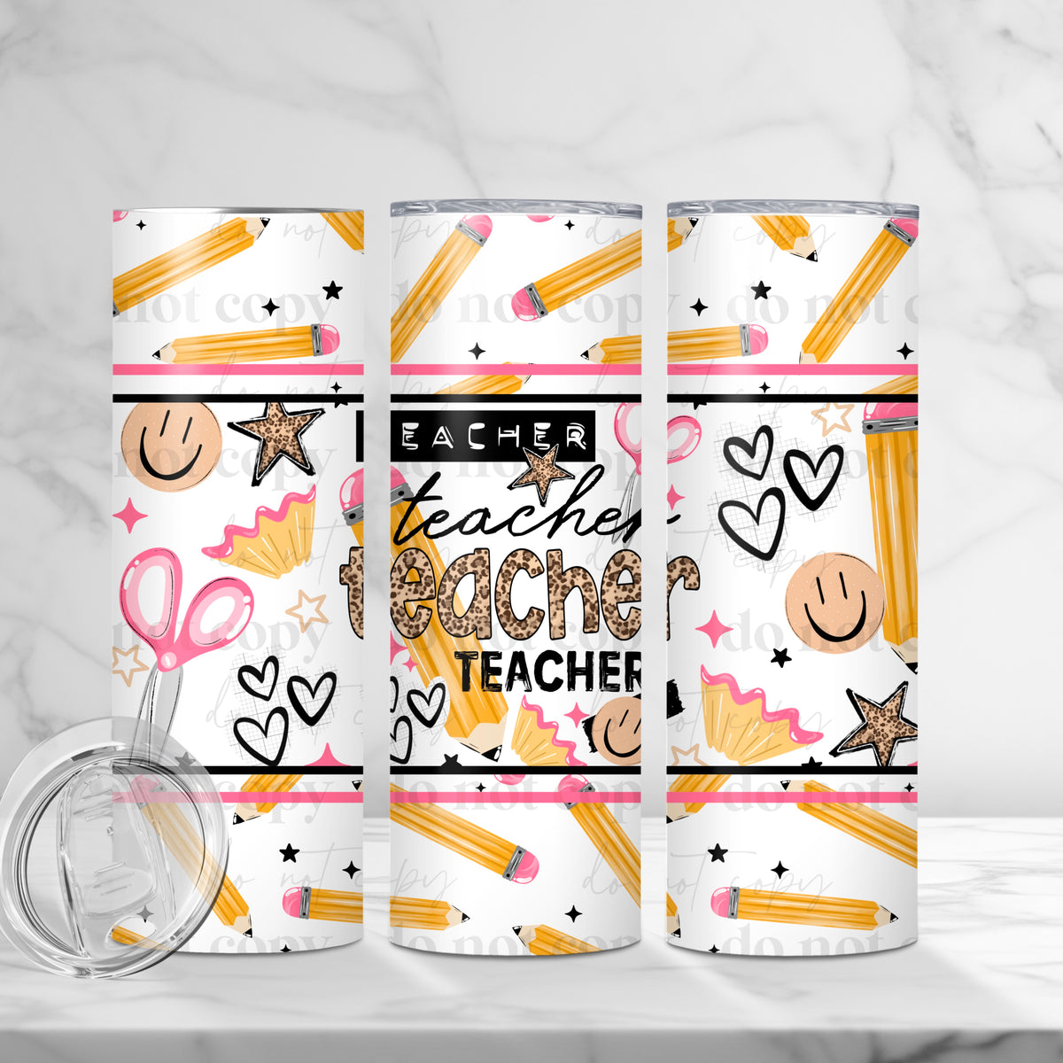 Teacher Pencil Leopard Tumbler Wrap