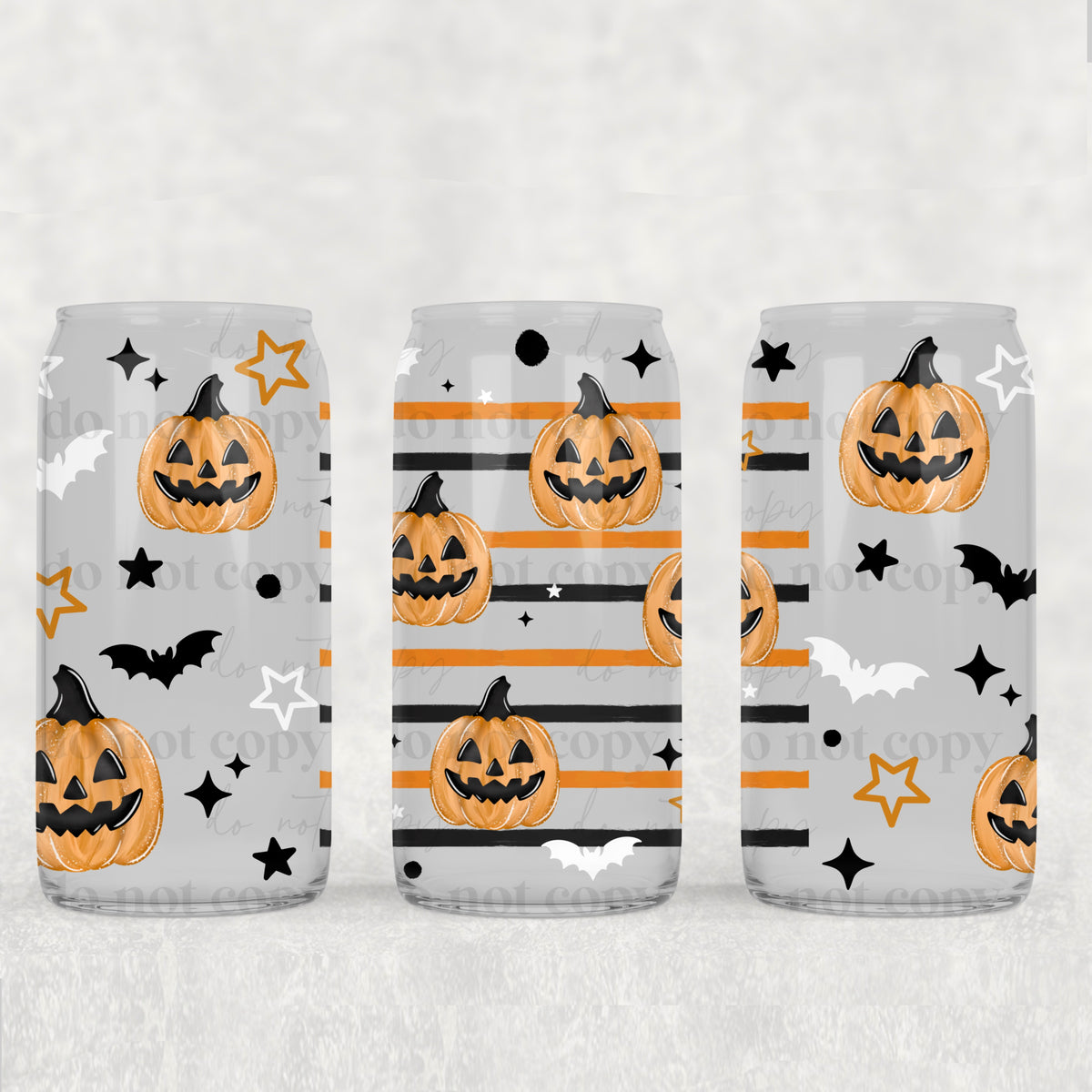 Pumpkin Stripes 16oz Glass Wrap