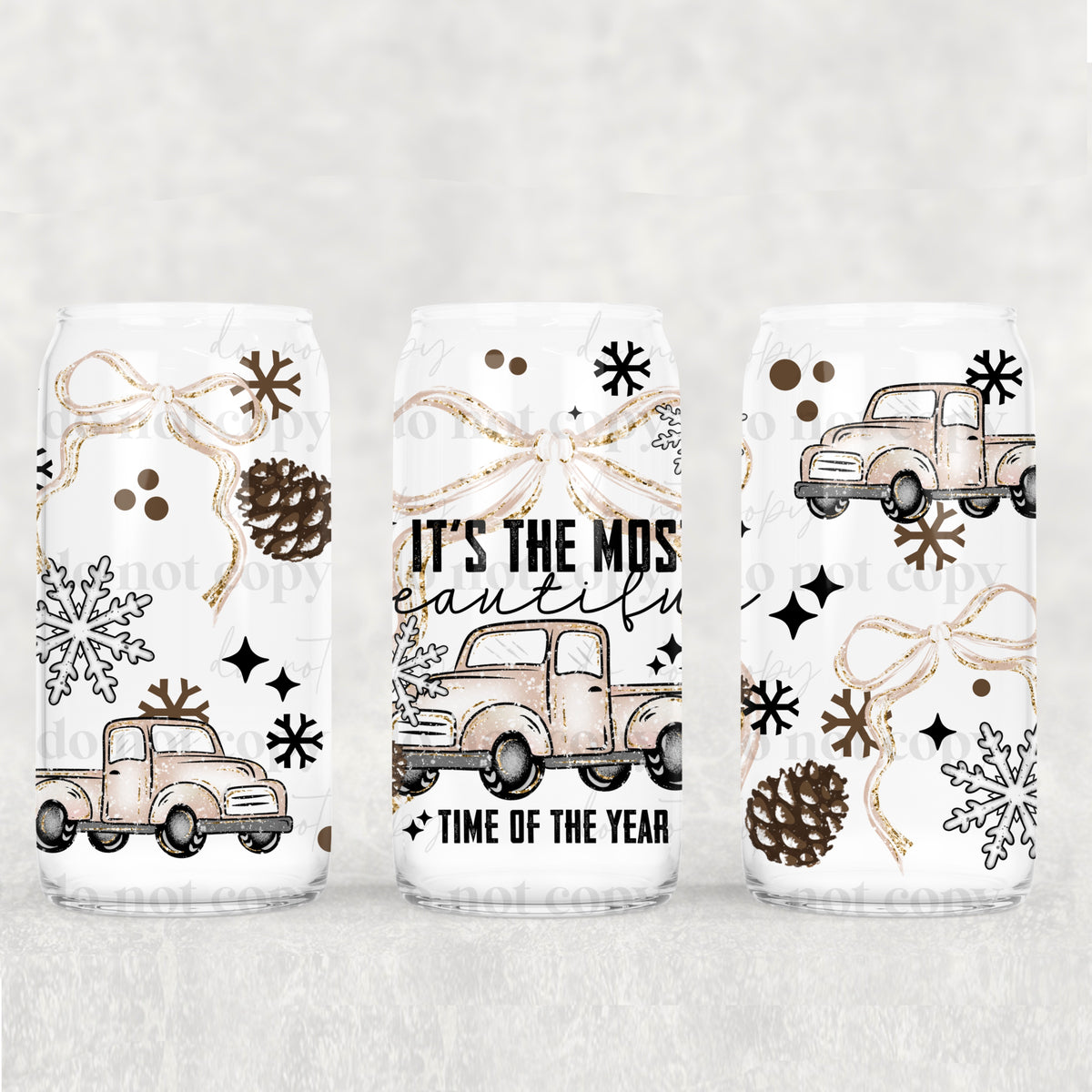Beautiful Time Of Year Truck 16oz Glass Wrap