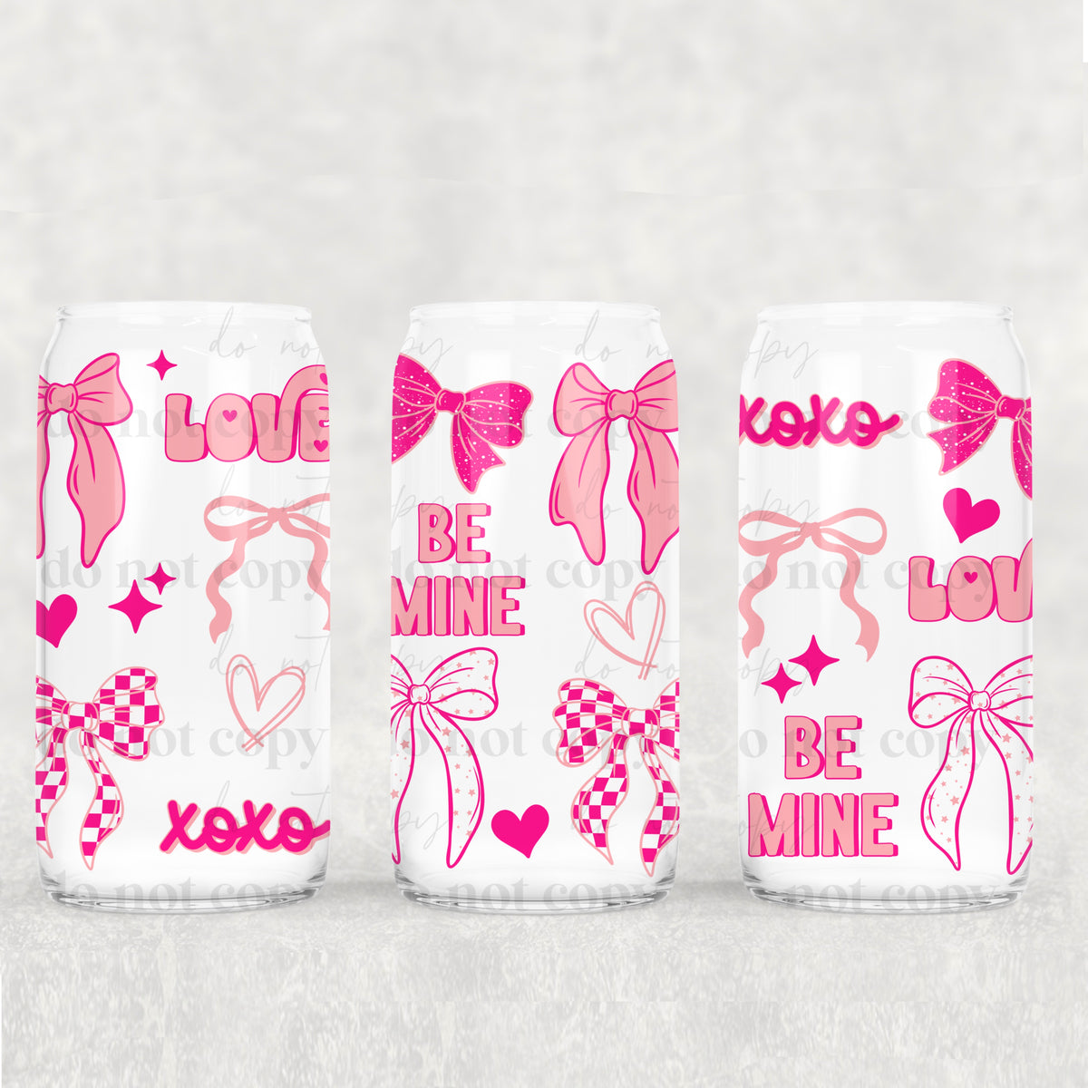 Valentine's Bows 16oz Glass Wrap