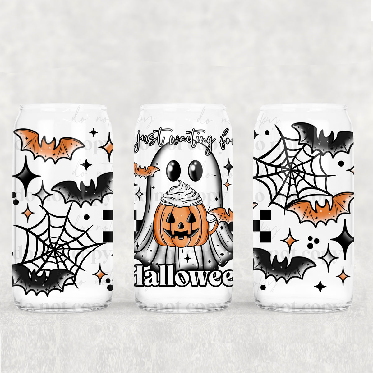 Waiting For Halloween Ghostie 16oz Glass Wrap