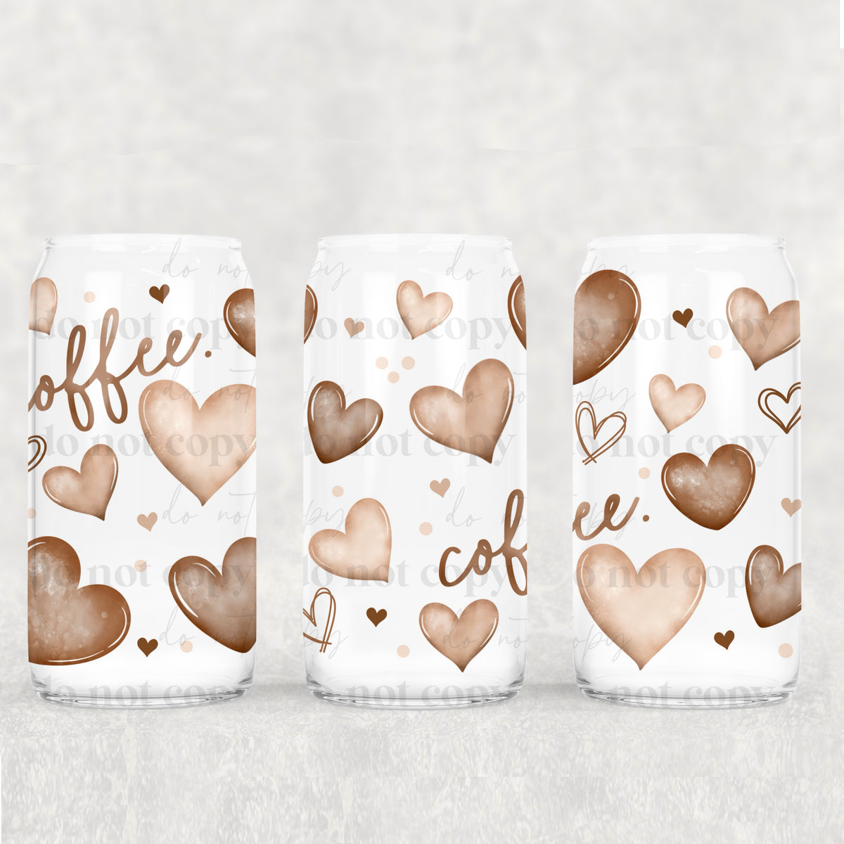 Coffee Hearts 16oz Glass Wrap