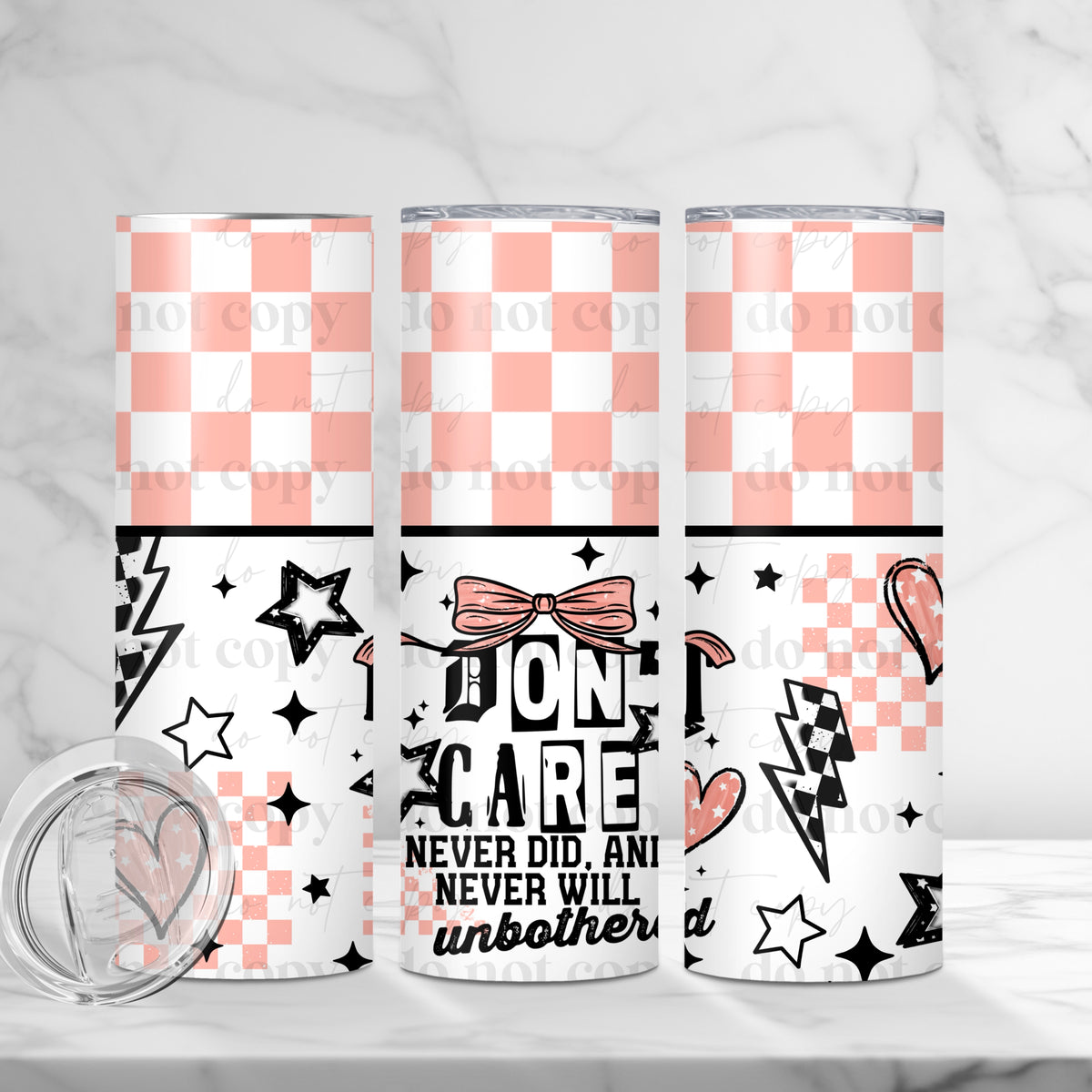 Pink I Don't Care Tumbler Wrap