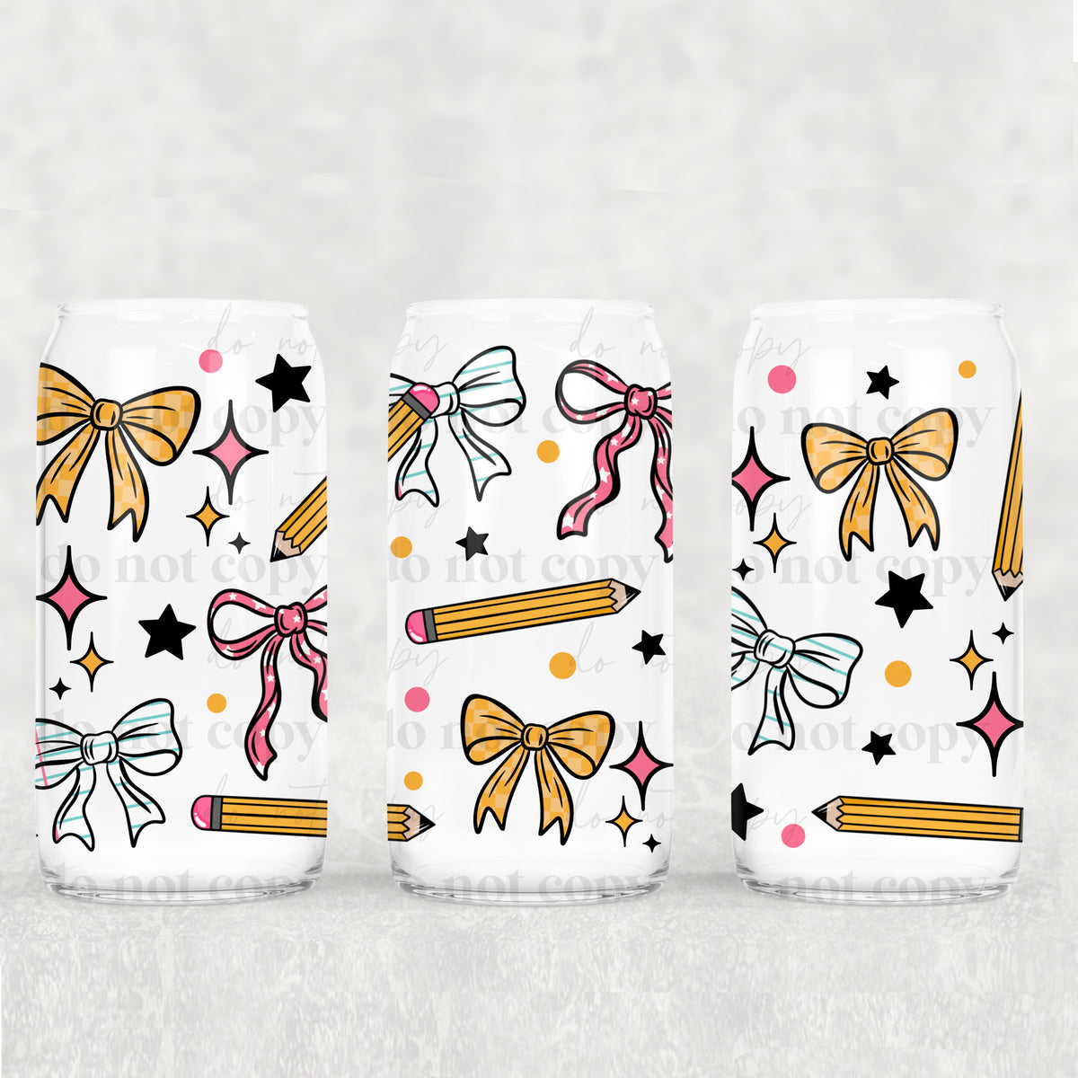 School Bows 16oz Glass Wrap