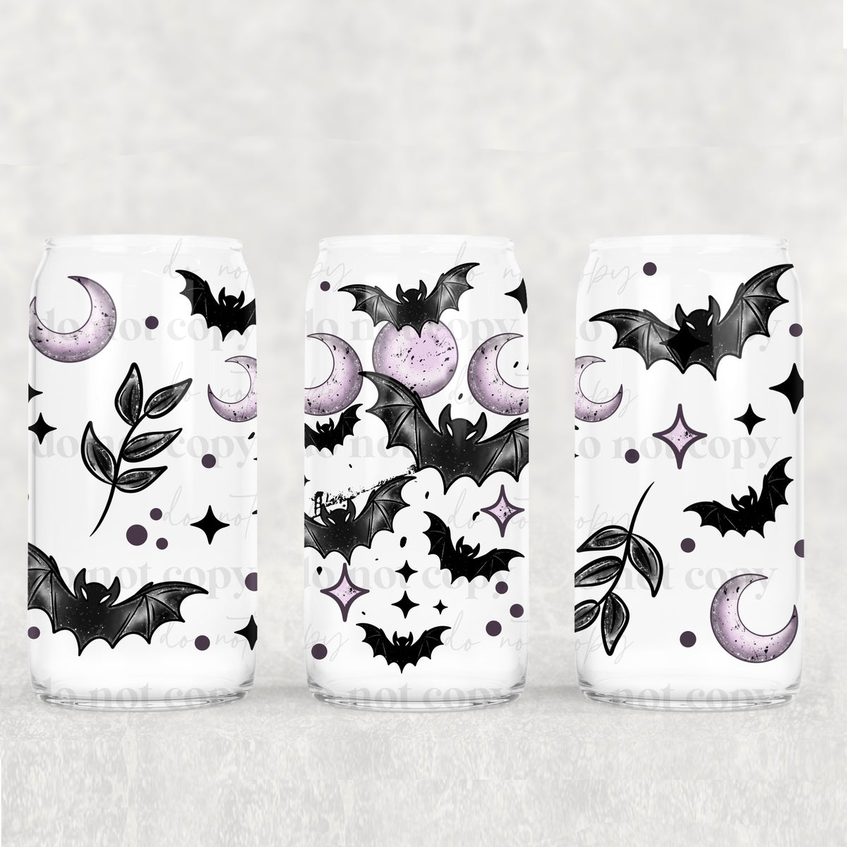 Bats and Moons 16oz Glass Wrap