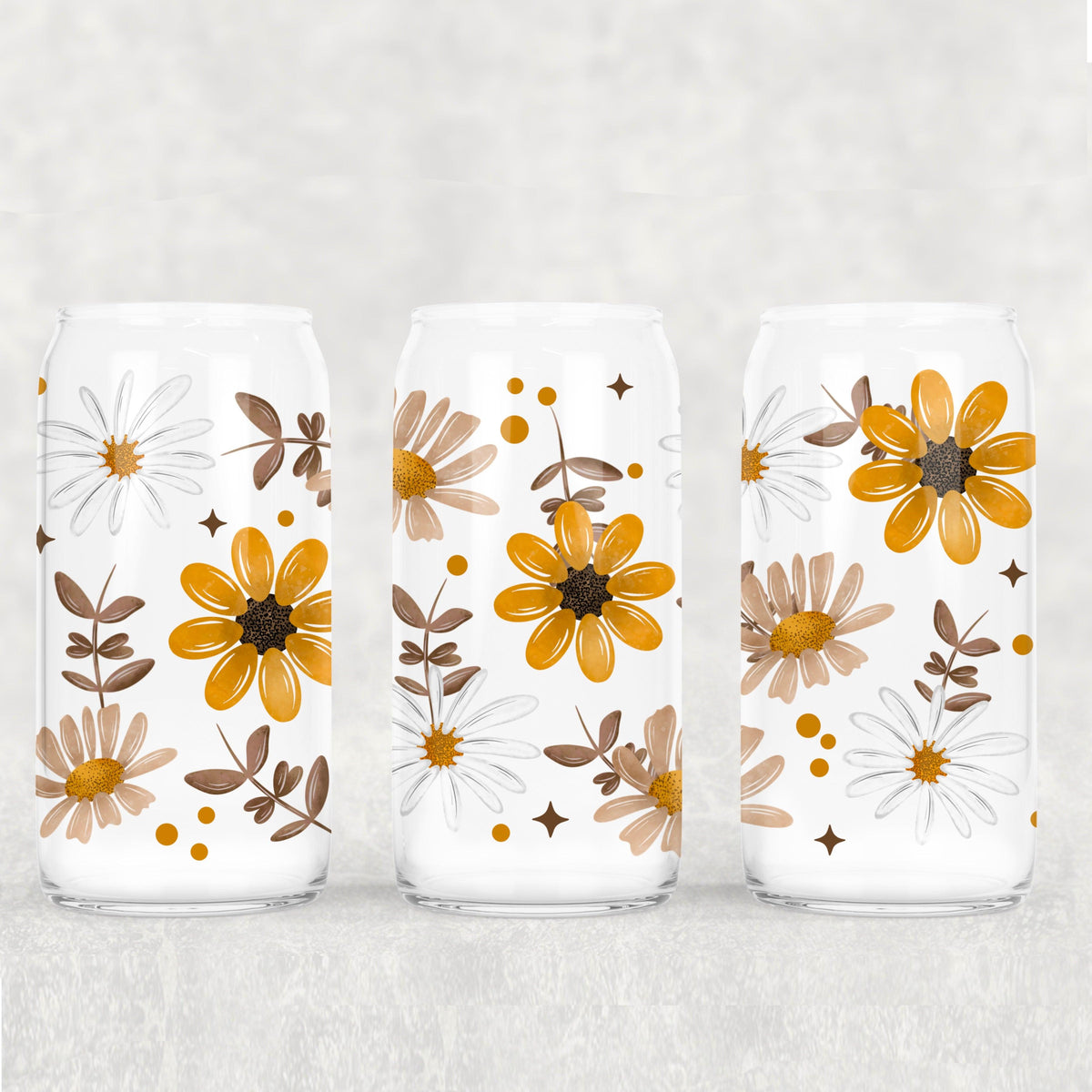 Watercolor Florals 16oz Glass Wrap