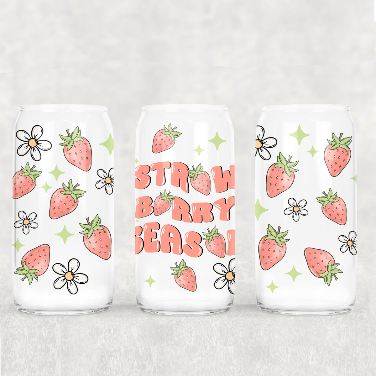 Strawberry Season 16oz Glass Wrap