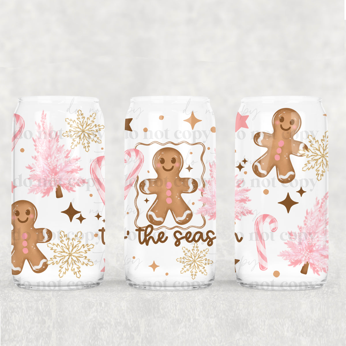 Tis The Season Gingerbread 16oz Glass Wrap