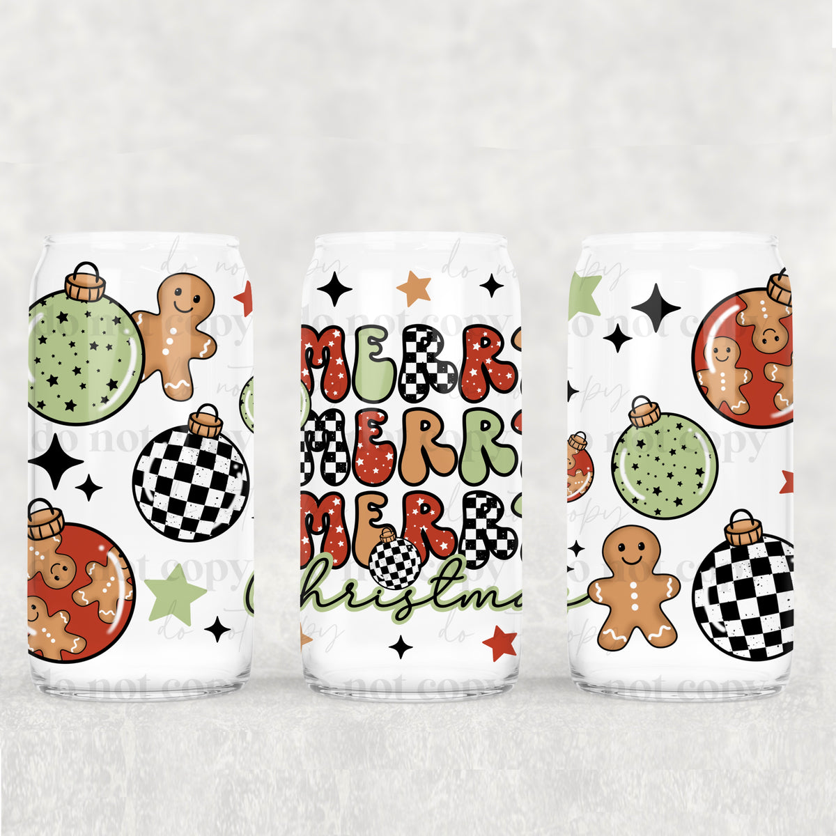 Red Triple Merry 16oz Glass Wrap