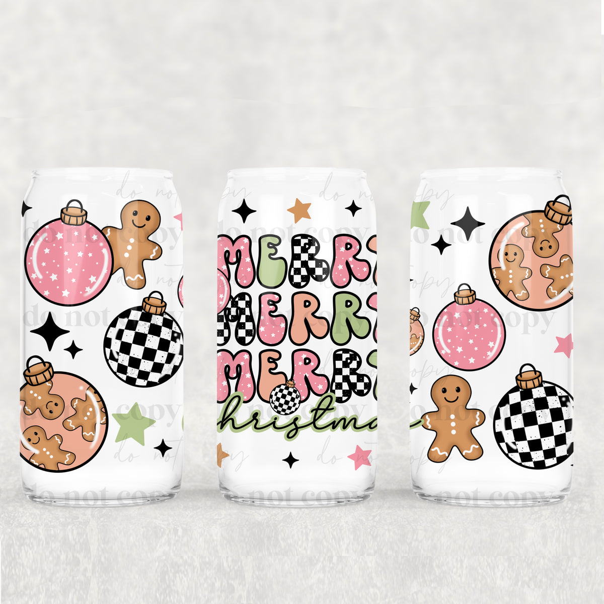 Pink Triple Merry 16oz Glass Wrap