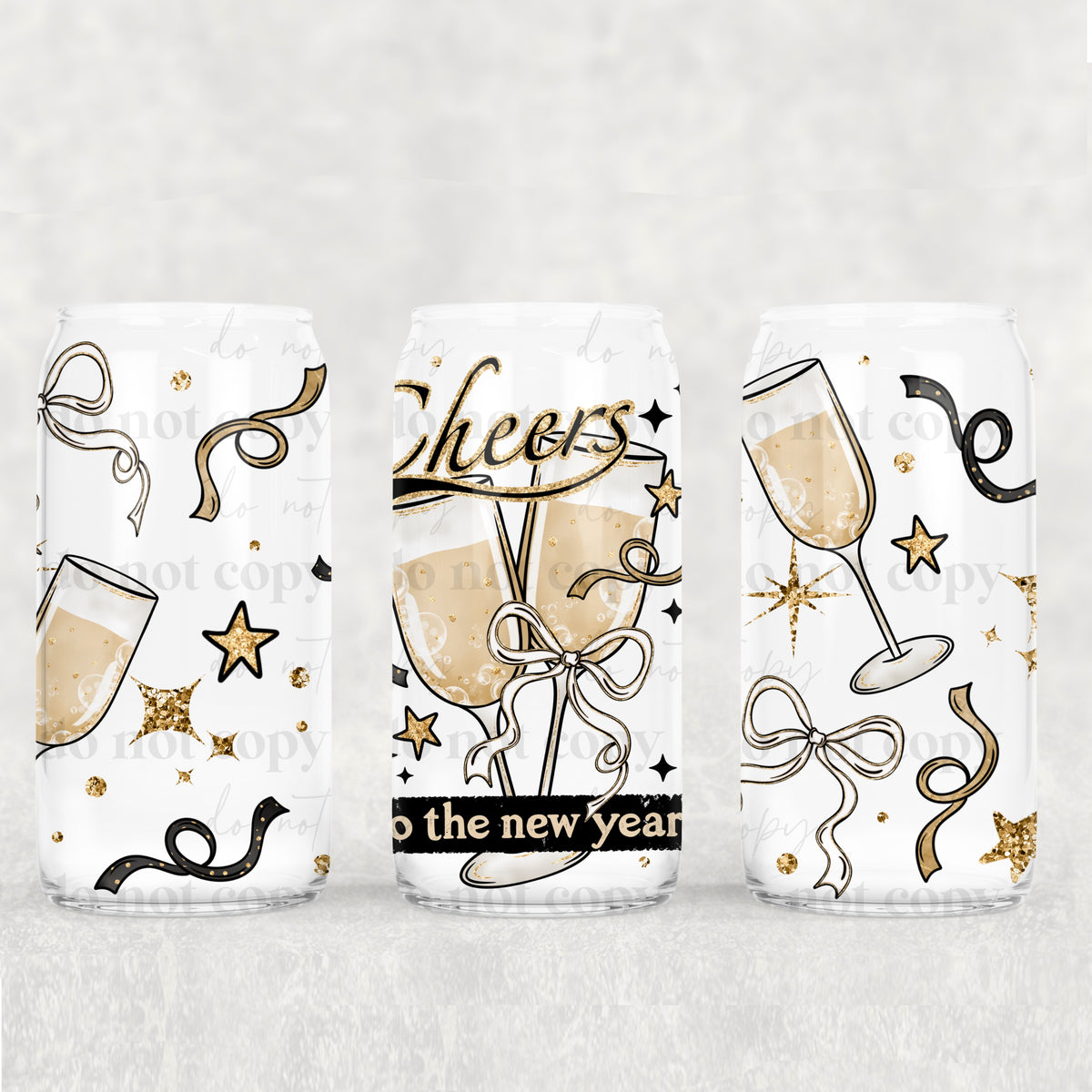 Cheers New Years 16oz Glass Wrap