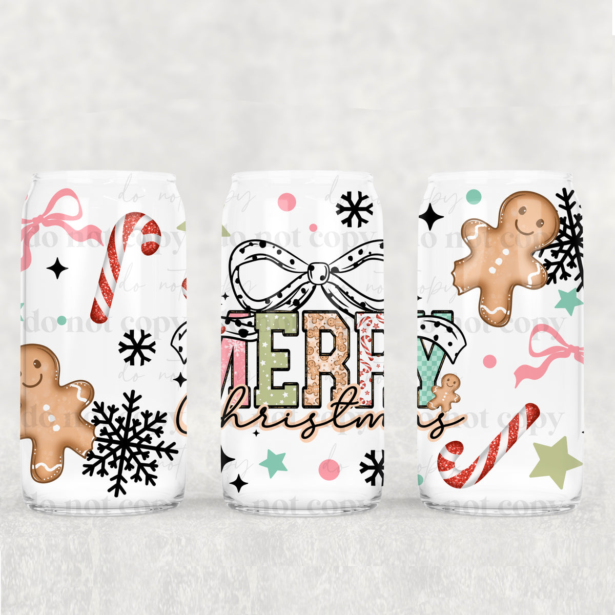 Merry Christmas Coquette 16oz Glass Wrap