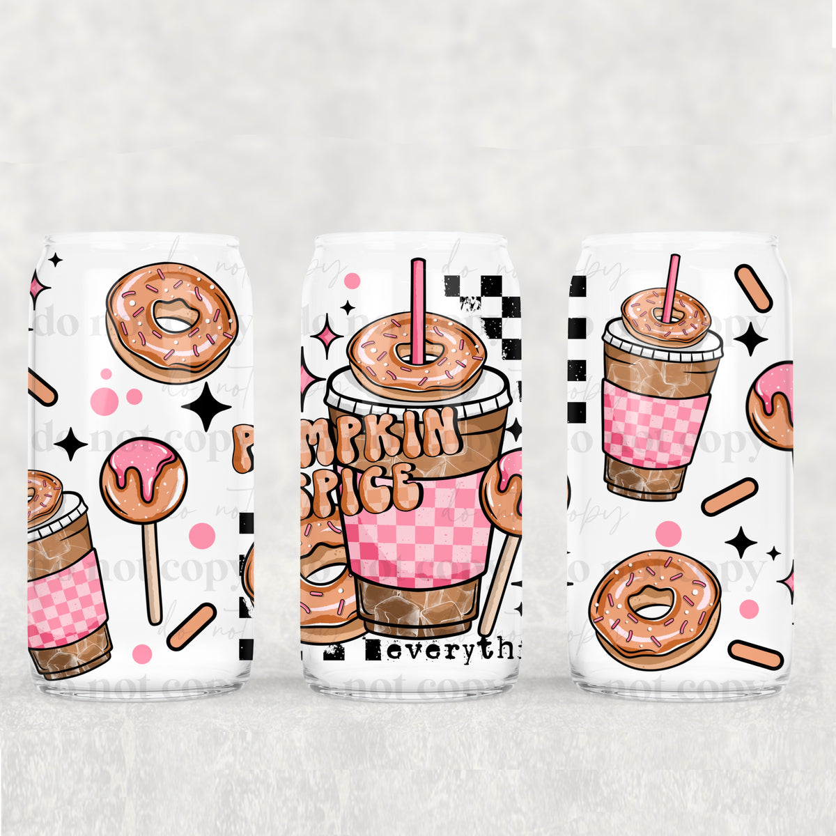 Pumpkin Spice Coffee & Donuts 16oz Glass Wrap