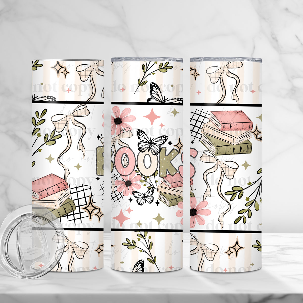 Pink & Green Books Tumbler Wrap
