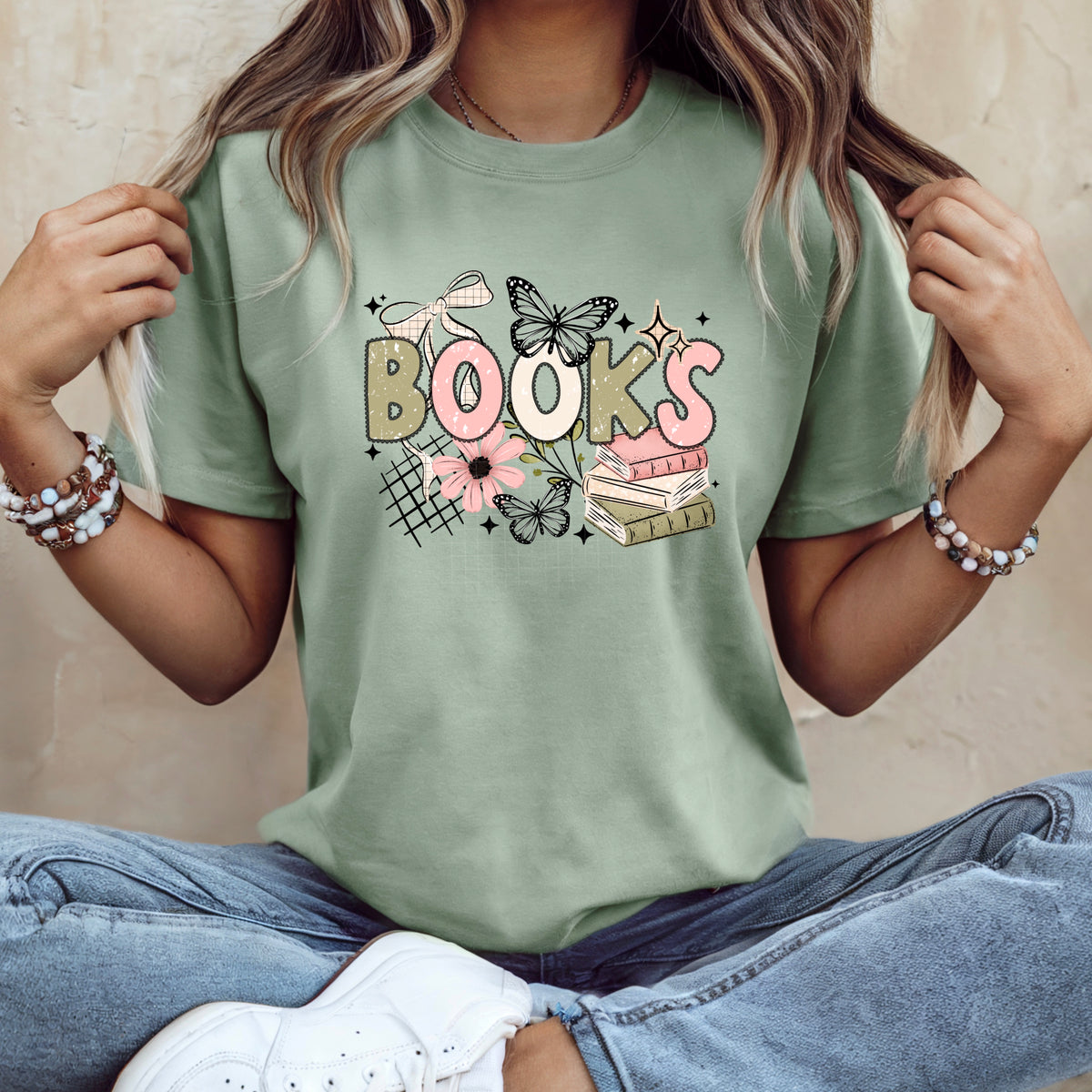 Pink & Green Books PNG