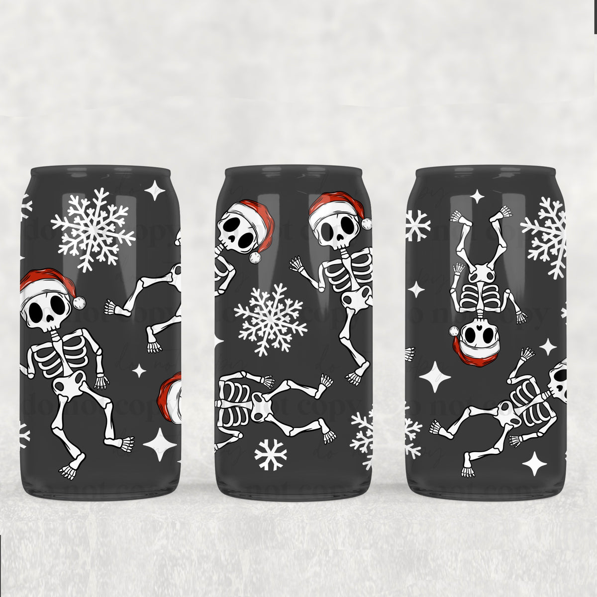 Christmas Skellies 16oz Glass Wrap