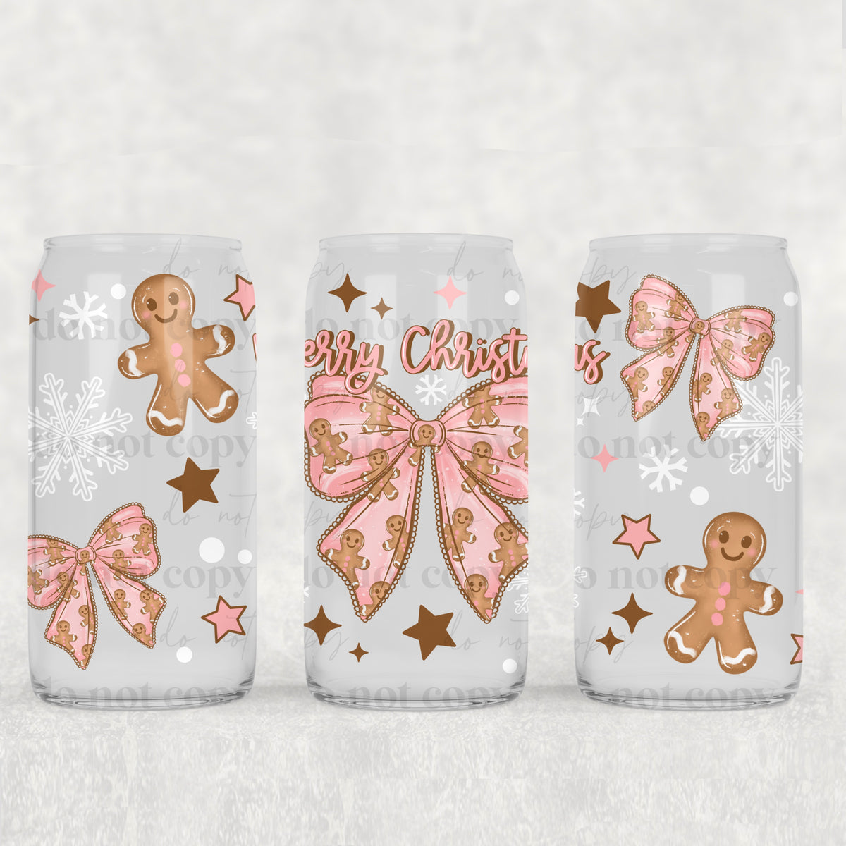 Gingerbread Bow 16oz Glass Wrap