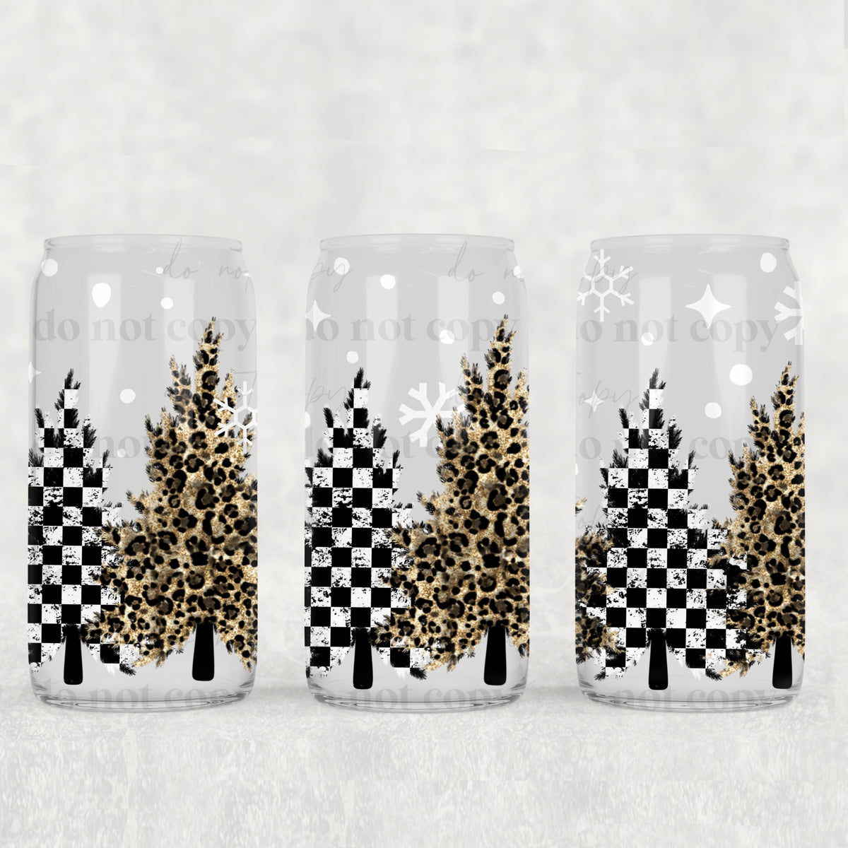 Checker Cheetah Trees 16oz Glass Wrap