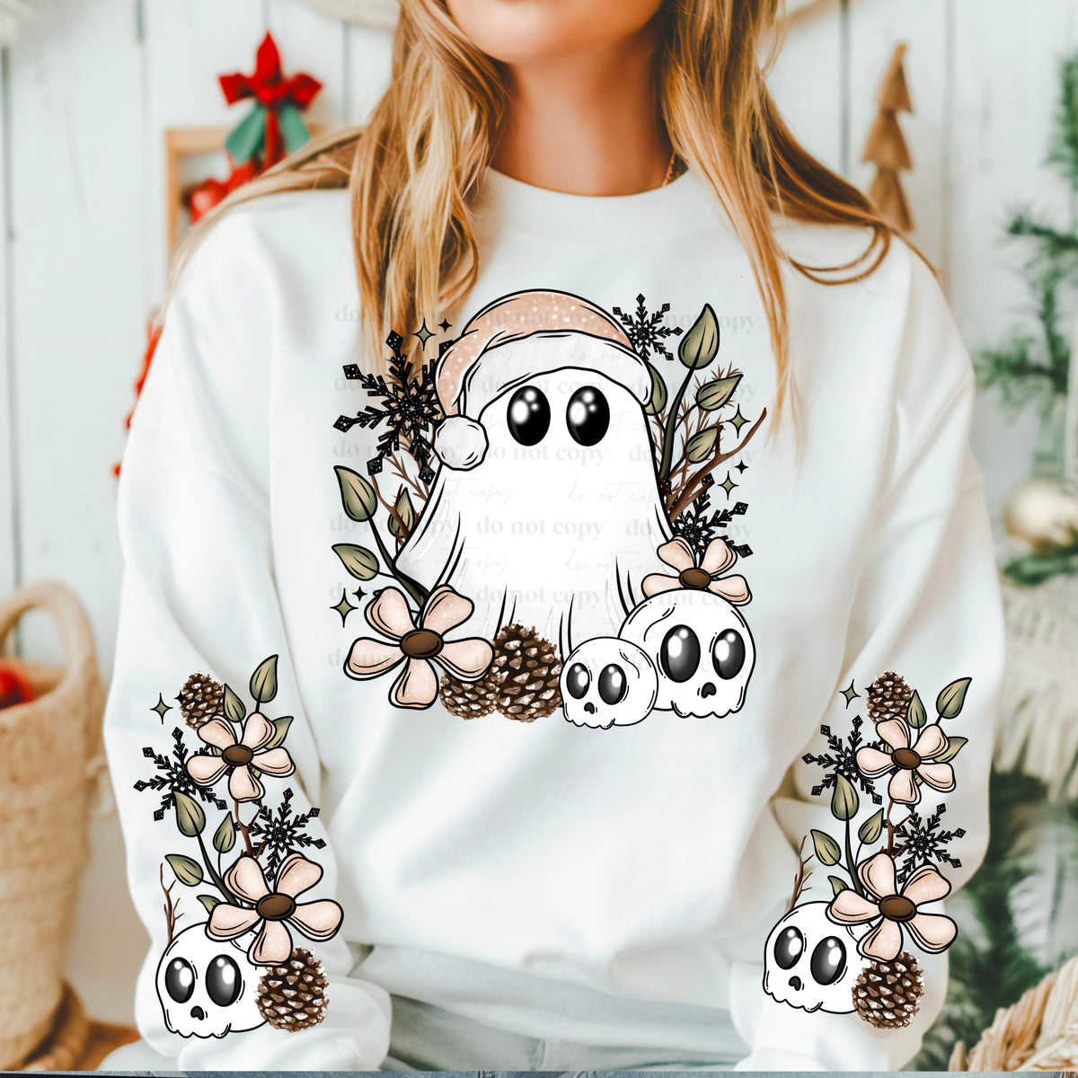 Cottagecore Winter Ghostie w/ Sleeves PNG