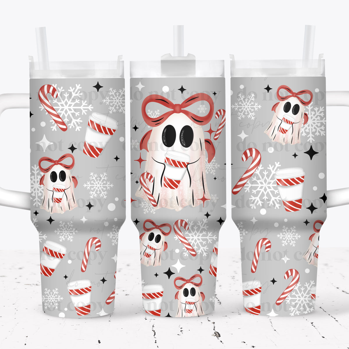 Peppermint Mocha Ghostie 40oz Tumbler Wrap
