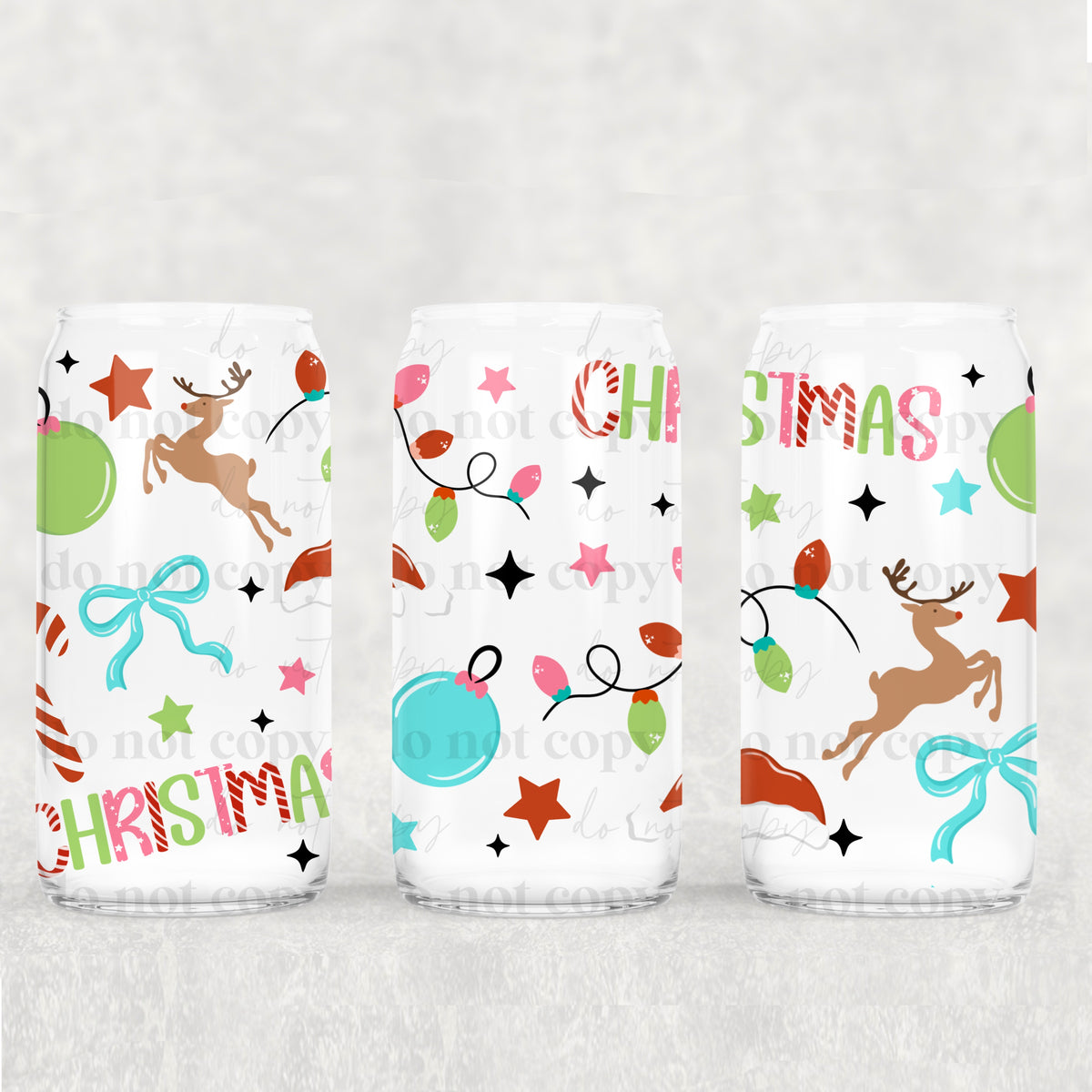 Simple Christmas 16oz Glass Wrap