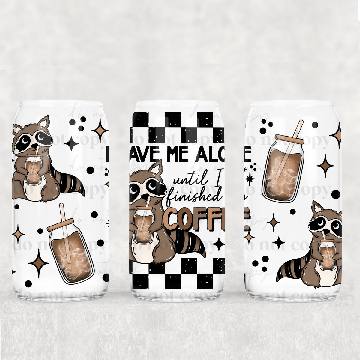 Coffee Raccoon 16oz Glass Wrap