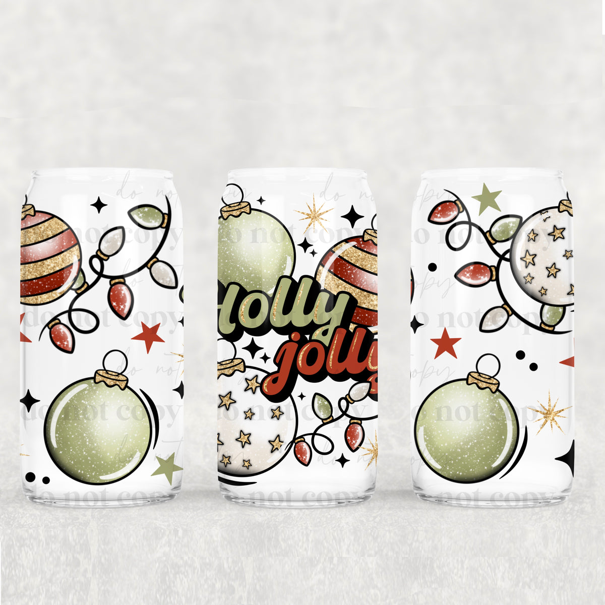 Holly Jolly 16oz Glass Wrap