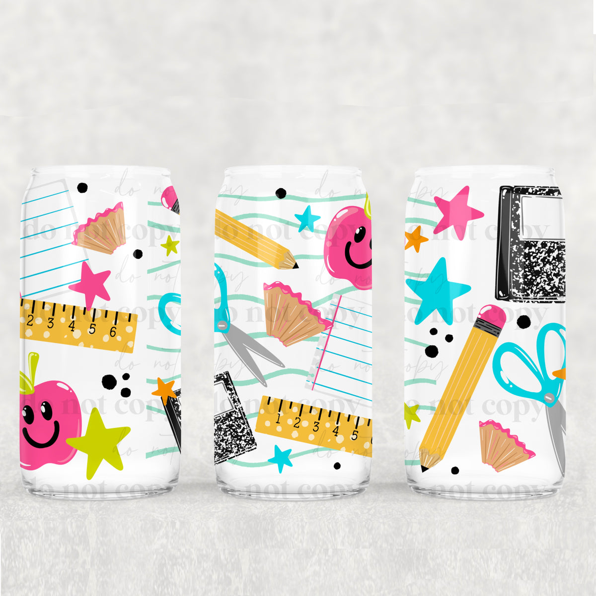 School Supplies 16oz Glass Wrap
