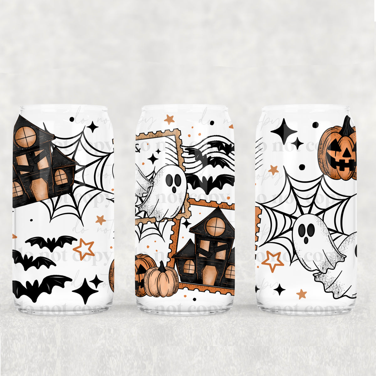 Halloween Stamps 16oz Glass Wrap