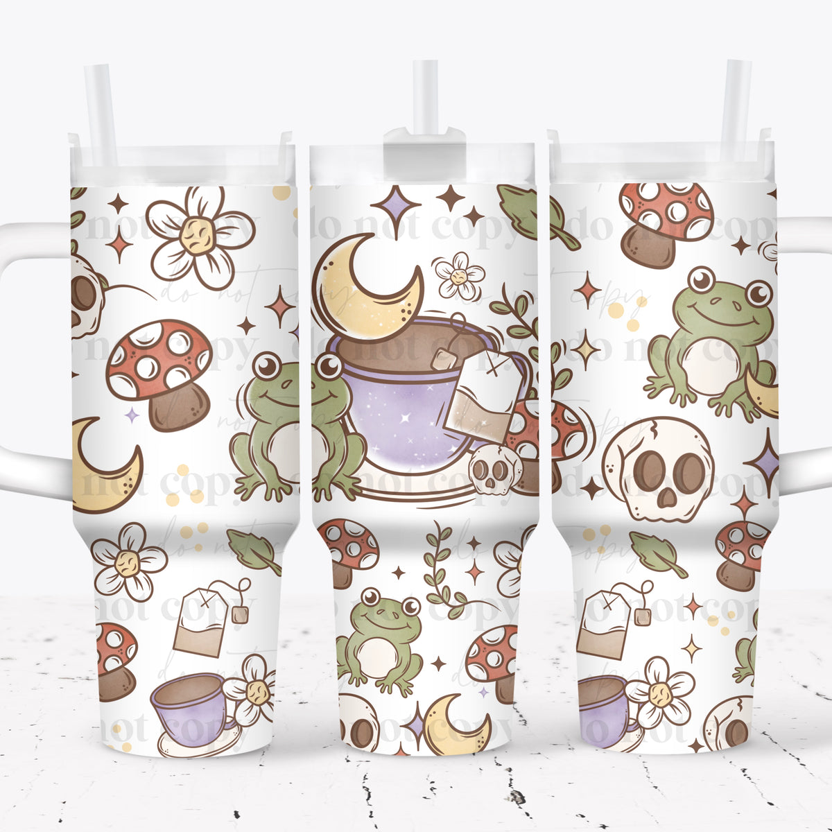 Spring Cottagecore Frog Tea 40oz Tumbler Wrap