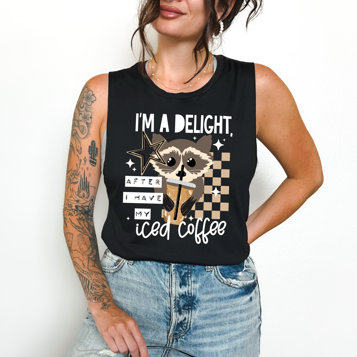 Delight Iced Coffee Raccoon PNG
