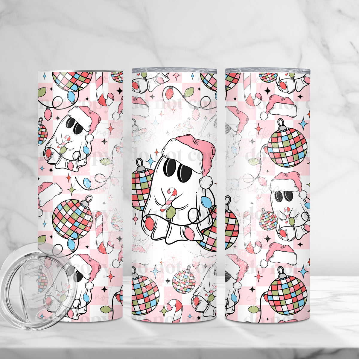 Disco Christmas Ghostie Tumbler Wrap