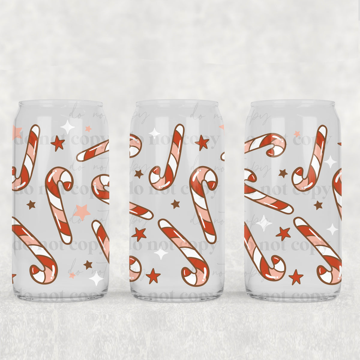 Candy Cane 16oz Glass Wrap