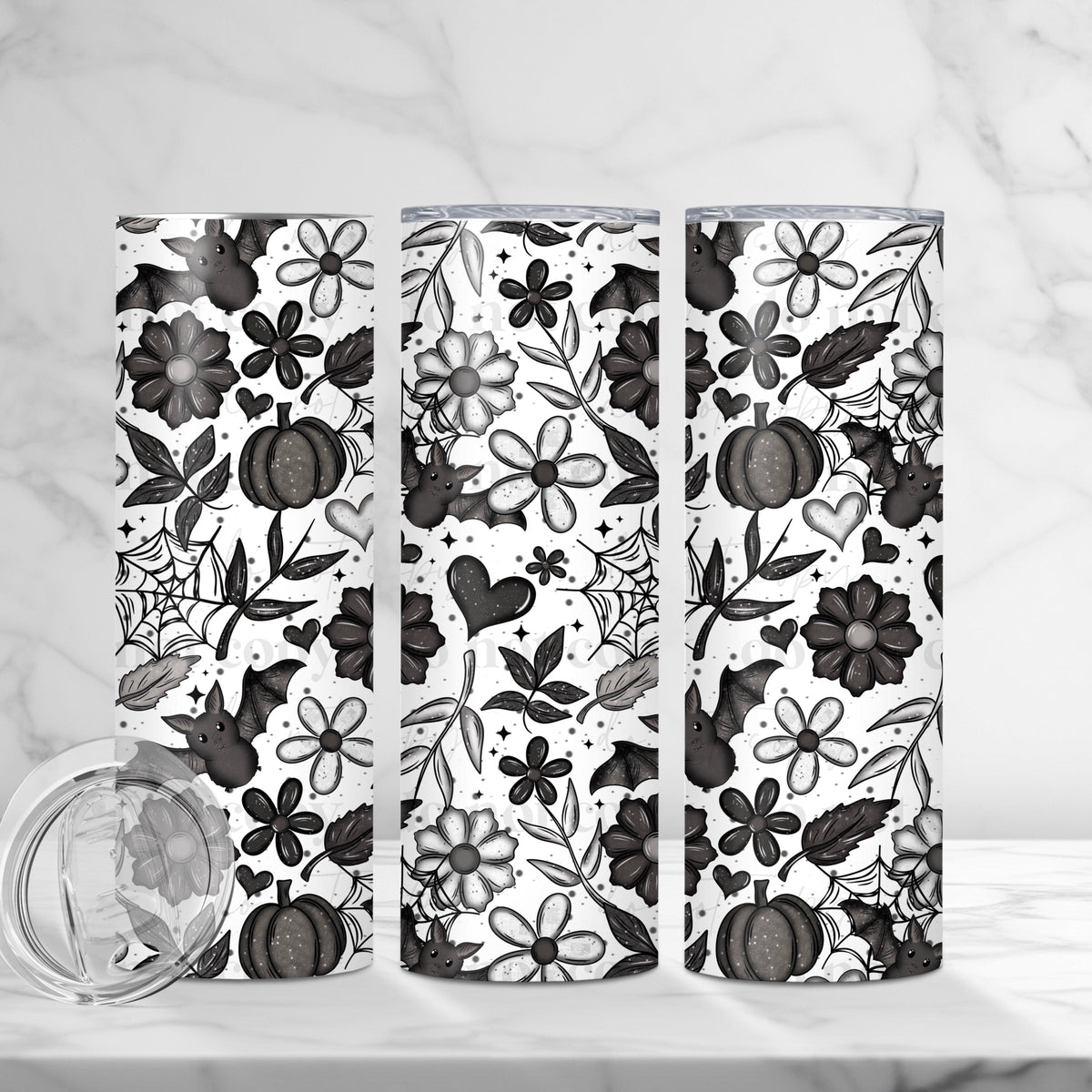 Floral Bats Seamless Tumbler Wrap