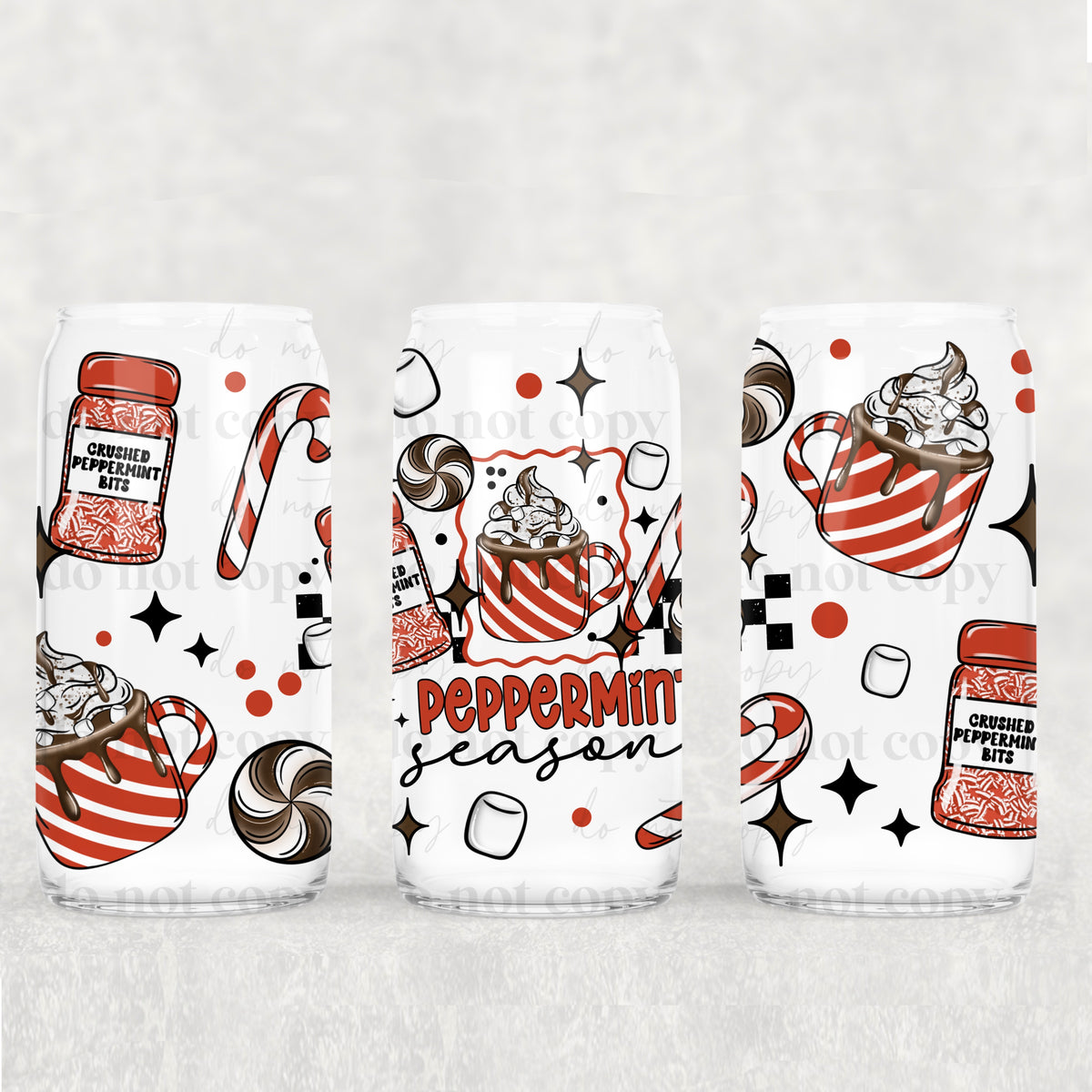 Peppermint Season 16oz Glass Wrap