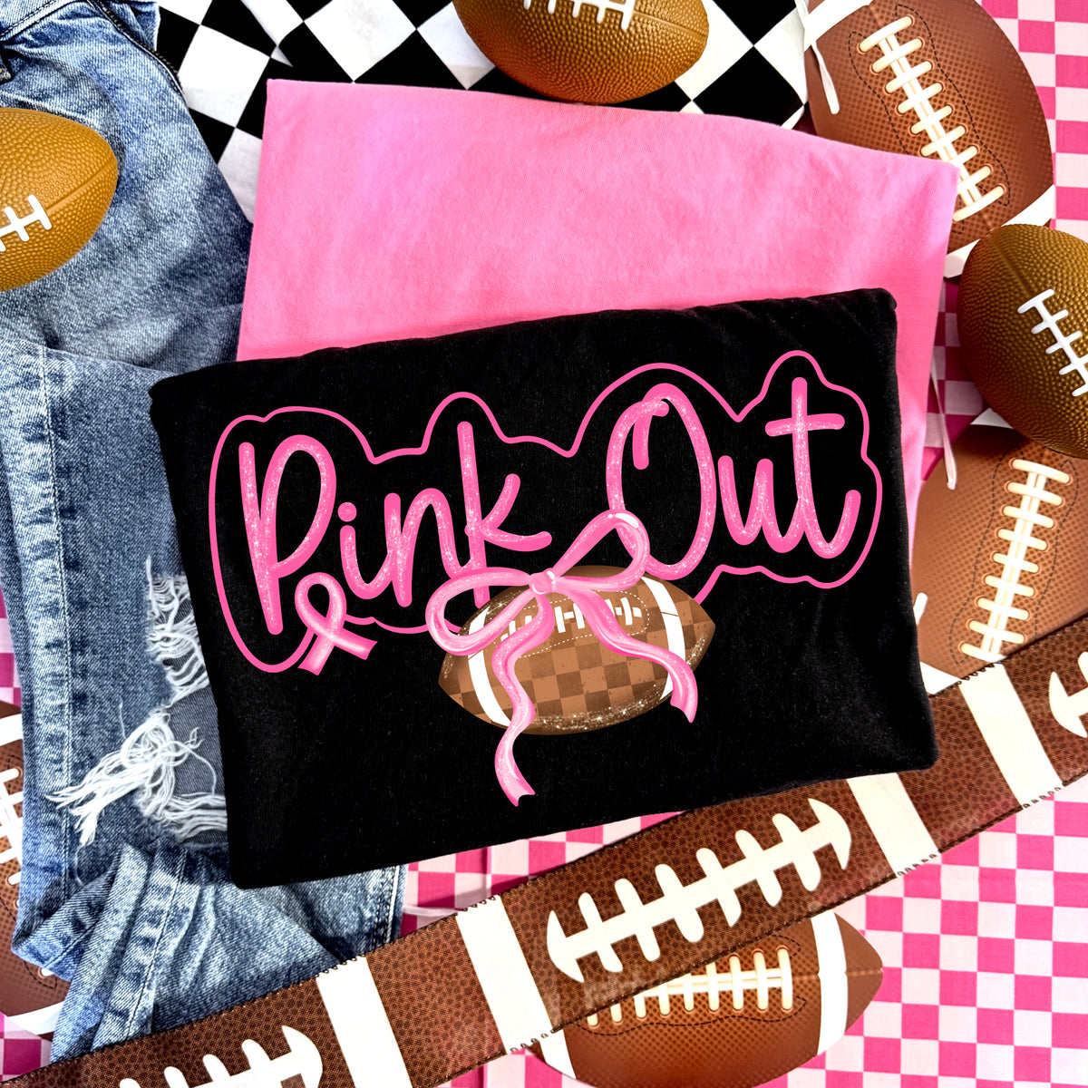 Cursive Pink Out Football PNG